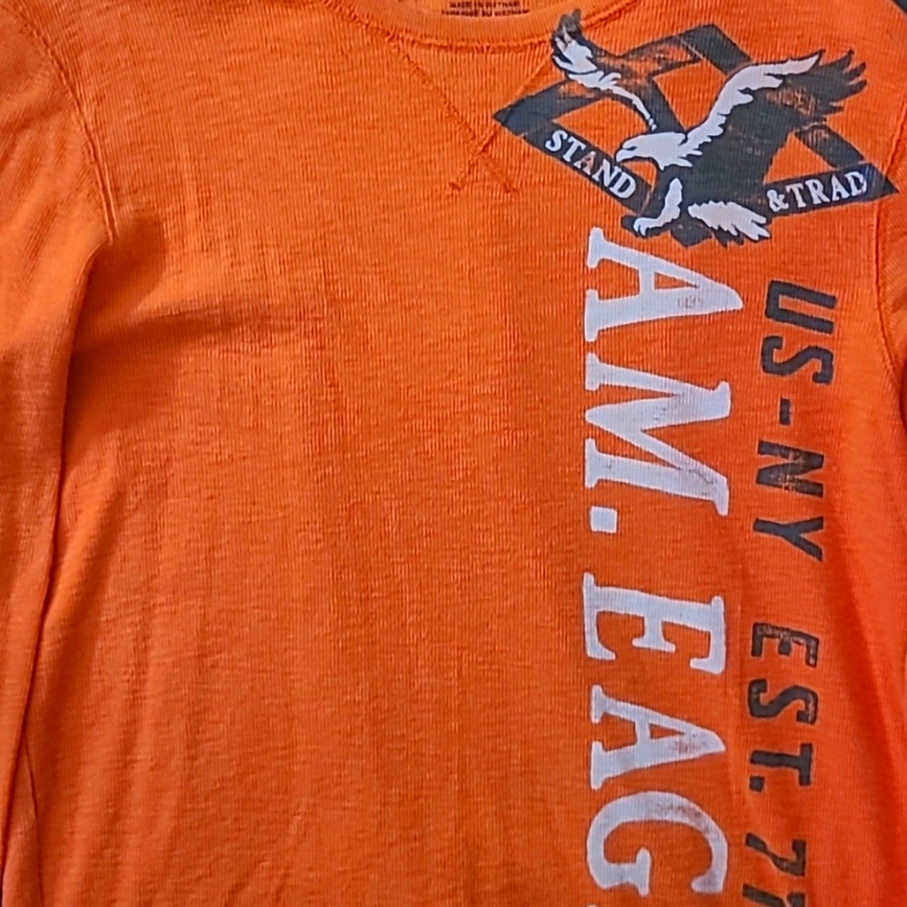 Long Sleeve Orange Shirt With American Eagle Print